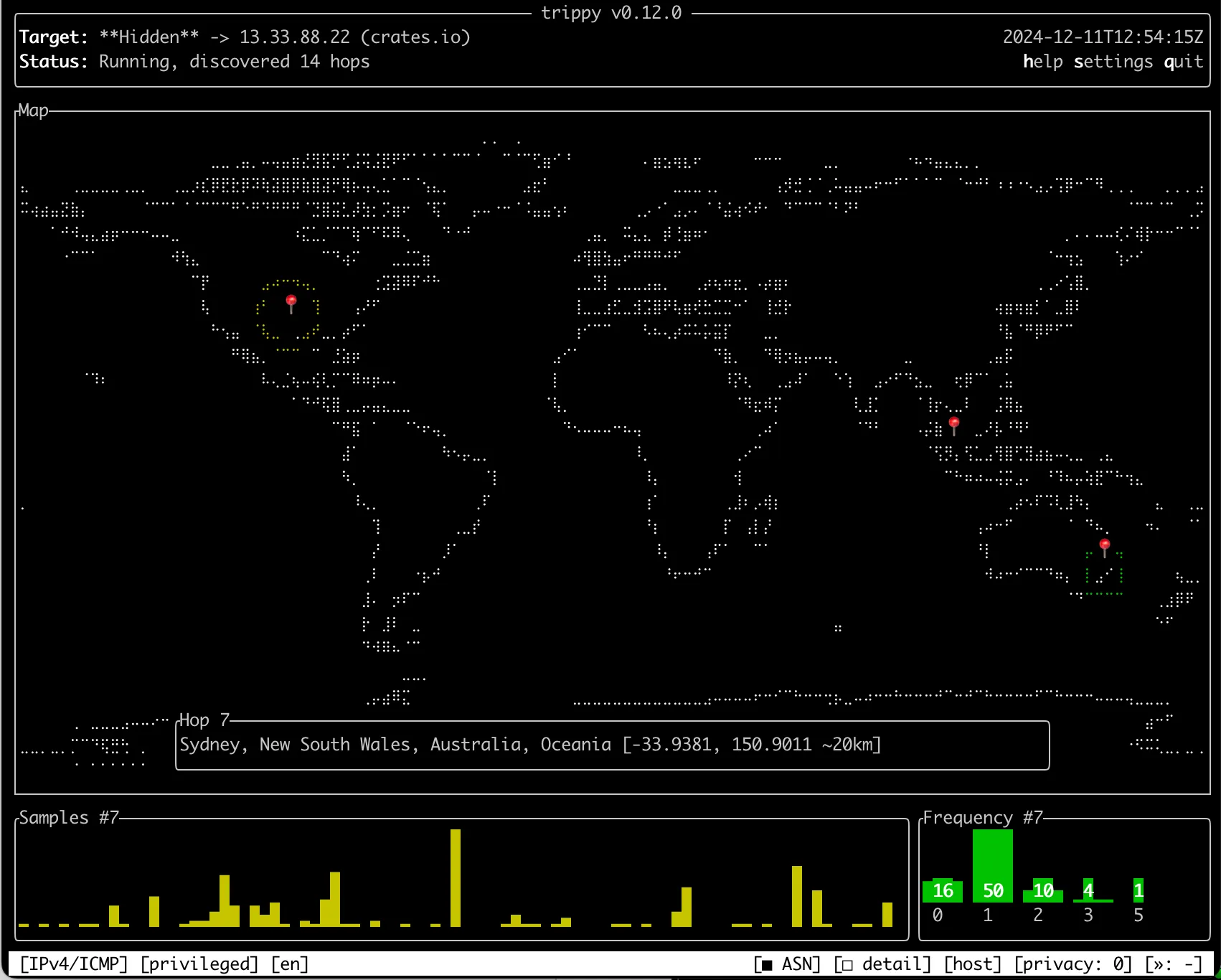 Trippy GeoIp world map